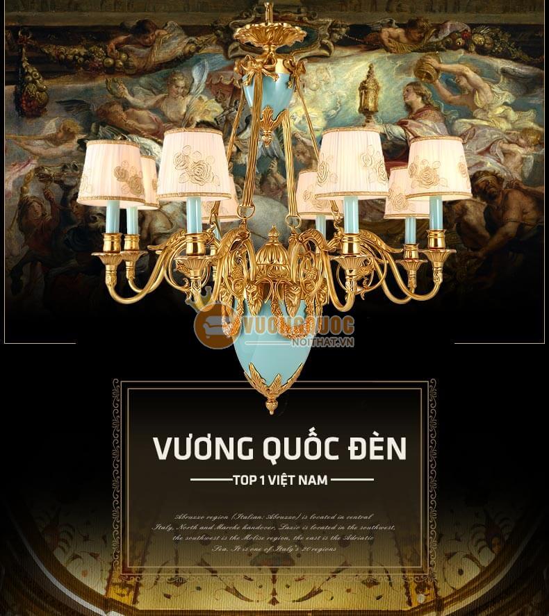 Đèn chùm đồng trang trí họa tiết tinh xảo abr154-1